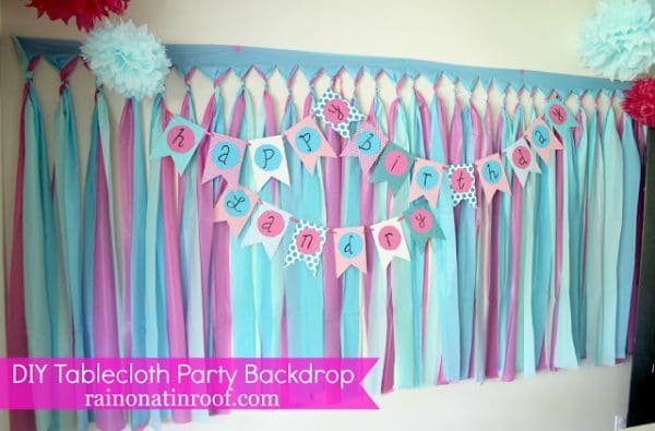 dollar tree tablecloth party backdrop