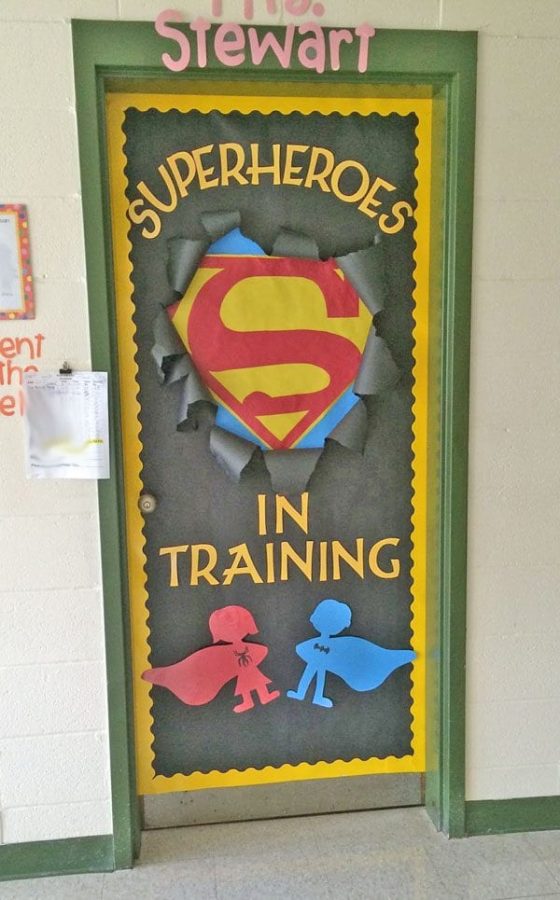 superheroes in training door