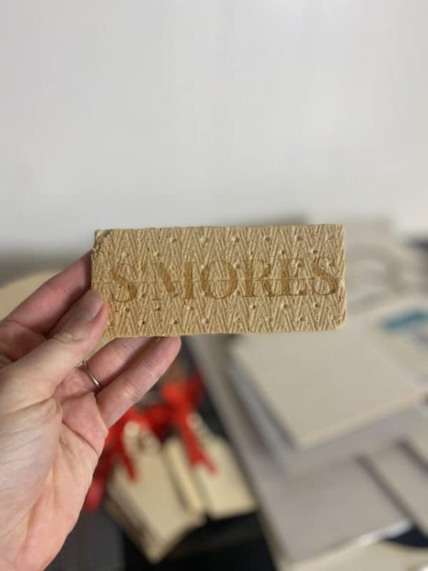 smores engraved with glowforge on graham cracker