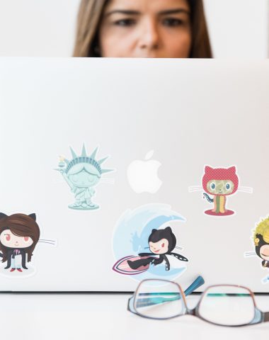stickers on a laptop