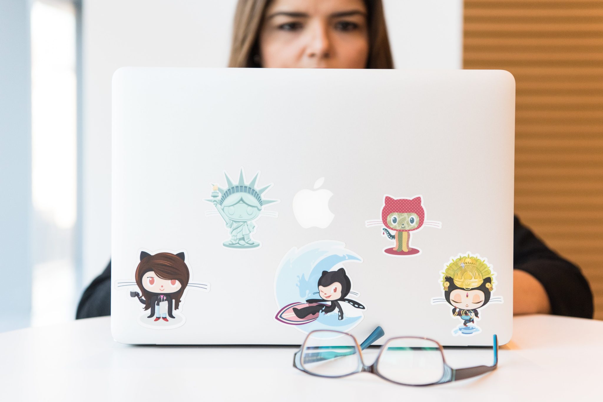 stickers on a laptop